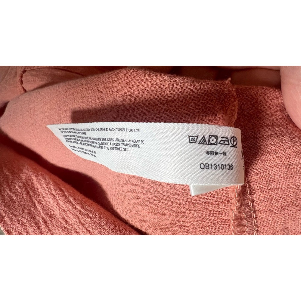 Free People Medium Monika Shirt Dress Smocked Waist Deep V-Neck Autumn Peach EUC - Picture 11 of 14